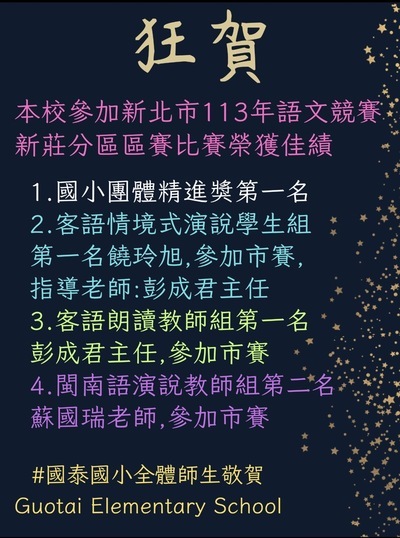 【狂賀】本校師生參加新北市113年新莊分區語文競賽榮獲佳績!圖片